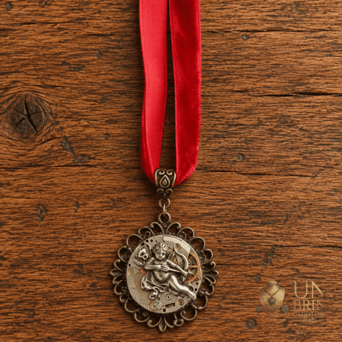 Pendentif Steampunk « L’Amour Intemporel » en Mécanisme d’Horlogerie