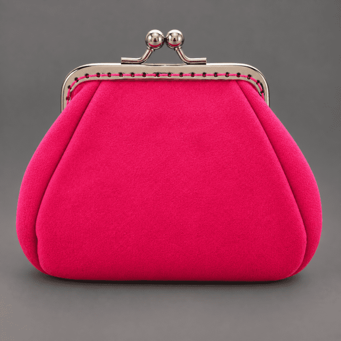 Porte-Monnaie Rétro Fermoir Clic-Clac « Poisson Clown & Velours Rose »