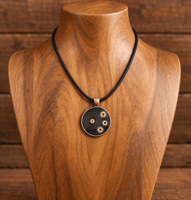 Pendentif Steampunk « Mécanique du Temps » avec Véritables Pièces d'Horlogerie