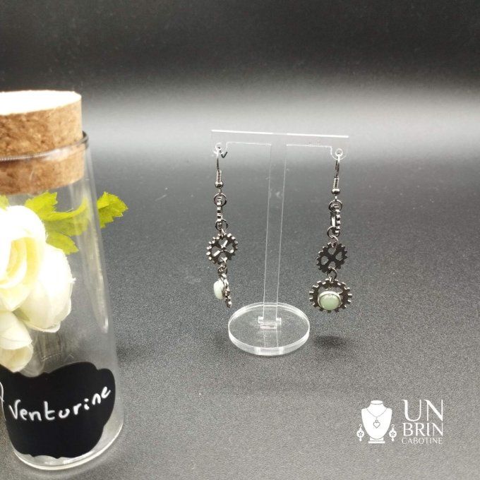 Boucles d'oreilles et aventurine verte