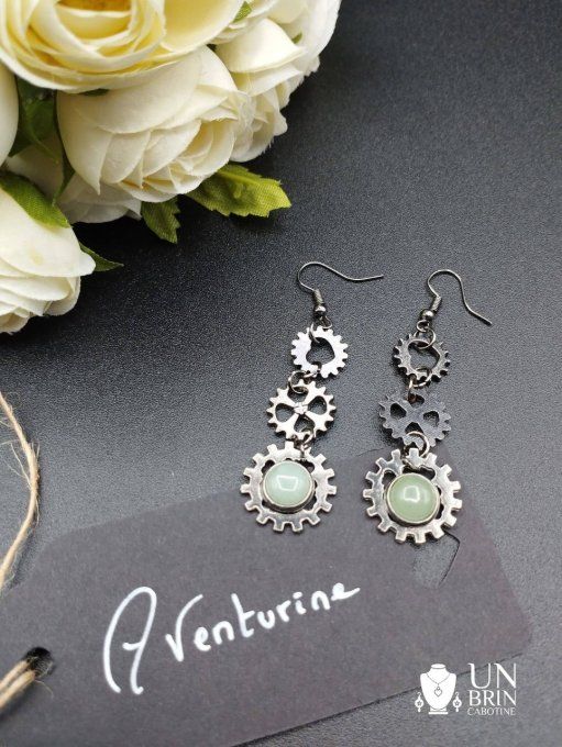 Boucles d'oreilles et aventurine verte