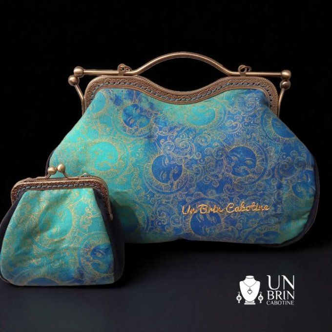 Un sac, un porte-monnaie et son bandeau "Nuit Solaire"