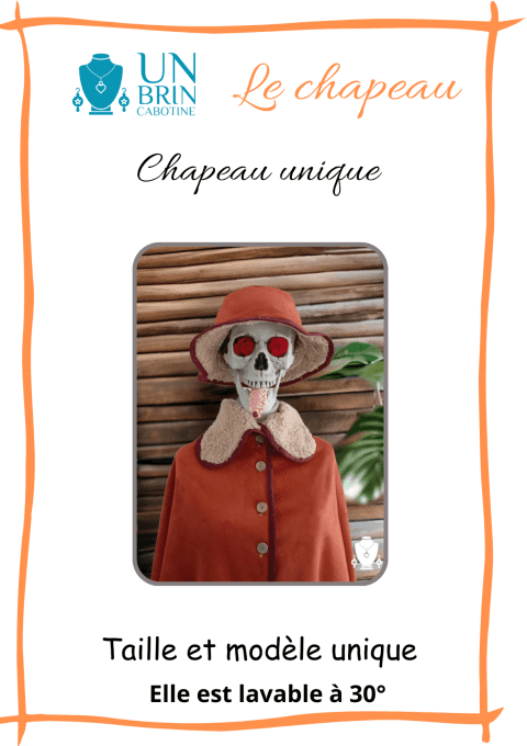 Capeline en velours terracotta et son chapeau 