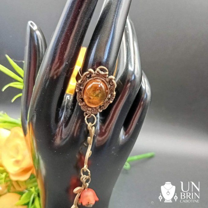 Bague bracelet et fleurettes oranges