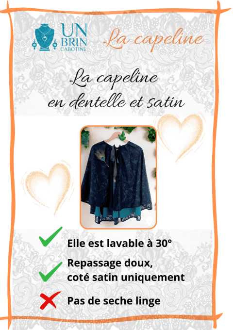 Capeline en dentelle et satin