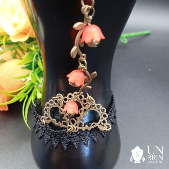Bague bracelet et fleurettes oranges