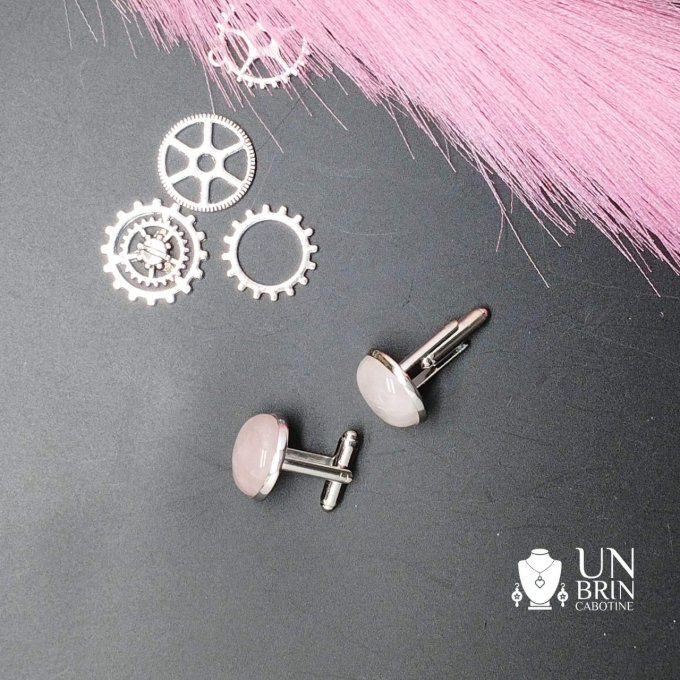 Boutons de manchettes  et quartz rose