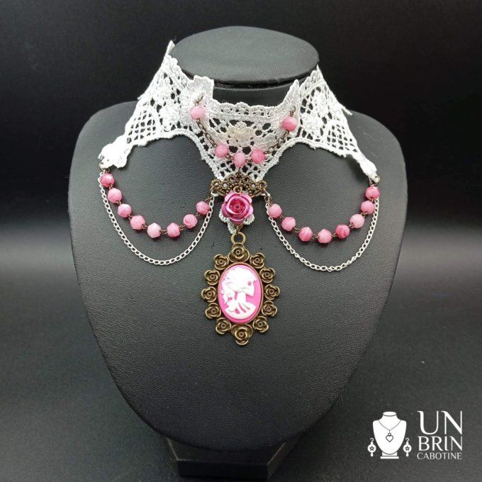 Collier chapelet camée fantaisie