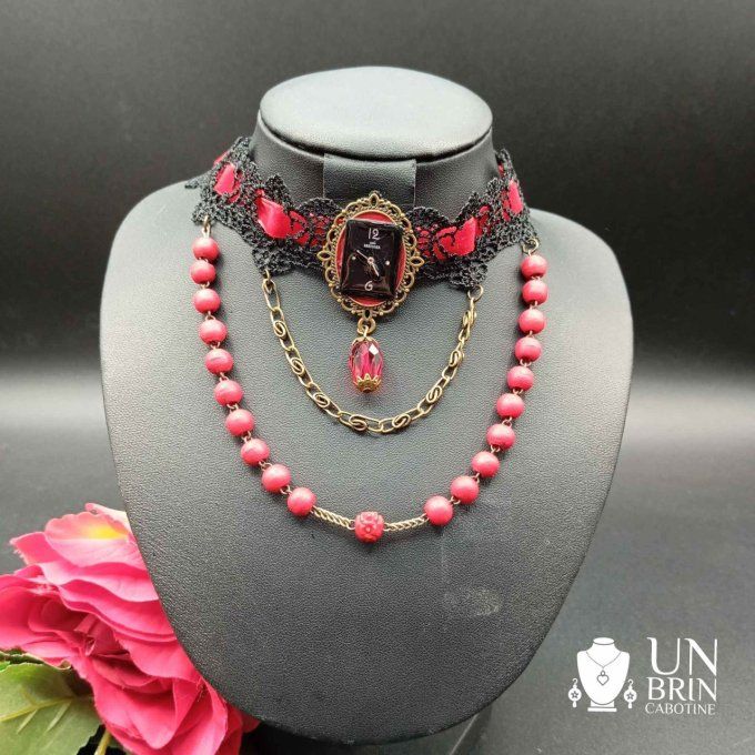 Collier chapelet rouge