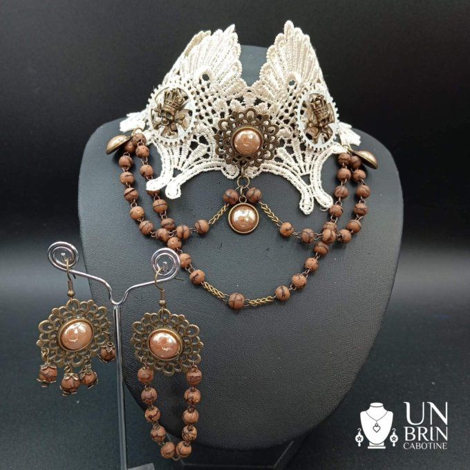 Collier chapelet beige