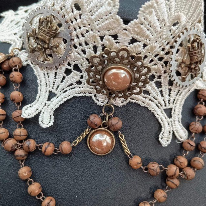 Collier chapelet beige