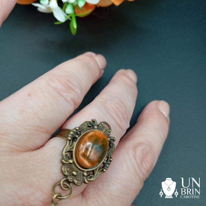 Bague bracelet et fleurettes oranges
