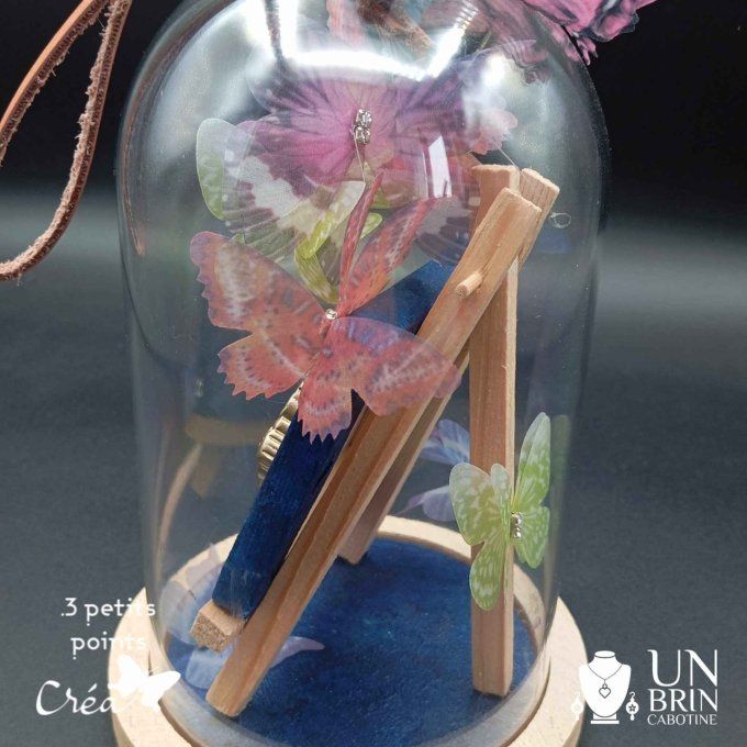 Collection de papillons, dans son globe.