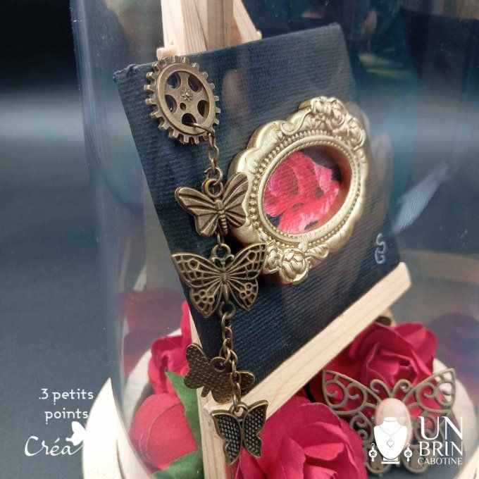 Collection de roses, dans son globe. 
