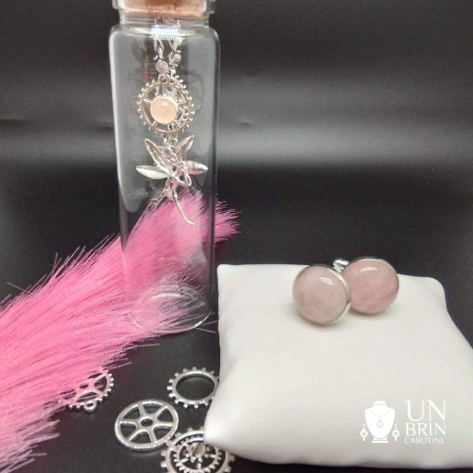 Boutons de manchettes  et quartz rose