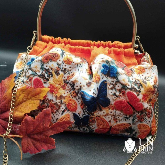 Sac Boudoir orange papillons 