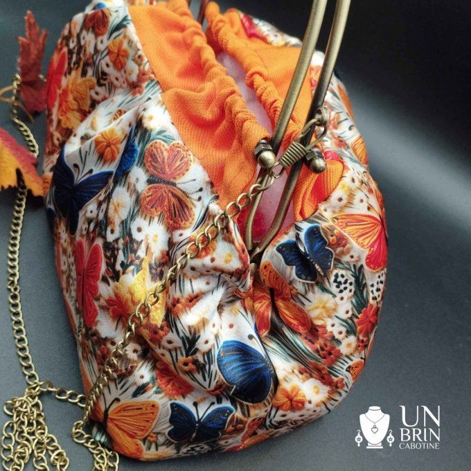 Sac Boudoir orange papillons 